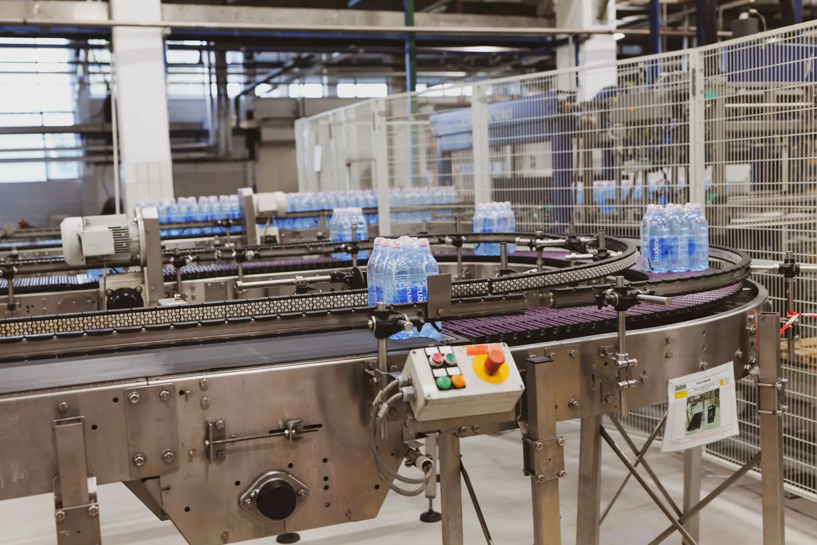 Production line inside a food manufacturing facility